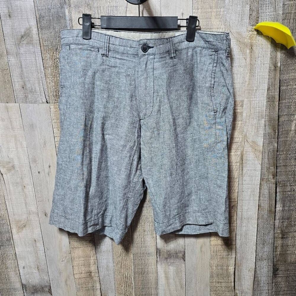 Bruno Washable Linen Blend Grey Shorts Men 34 Classic Fit